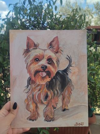 Quadro Yorkshire Terrier dipinto a mano