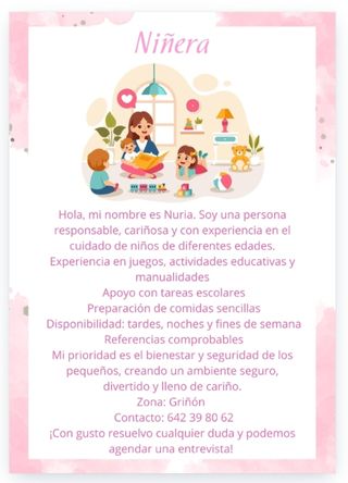Niñera con experiencia