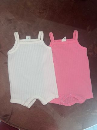 2 Bodys Bebé - Rosa y Blanco
