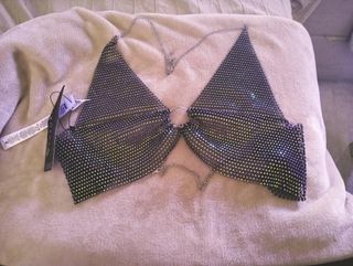 Top Strass Negro/Plata M/L