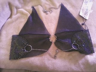 Top Strass Negro/Plata M/L