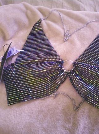 Top Strass Negro/Plata M/L