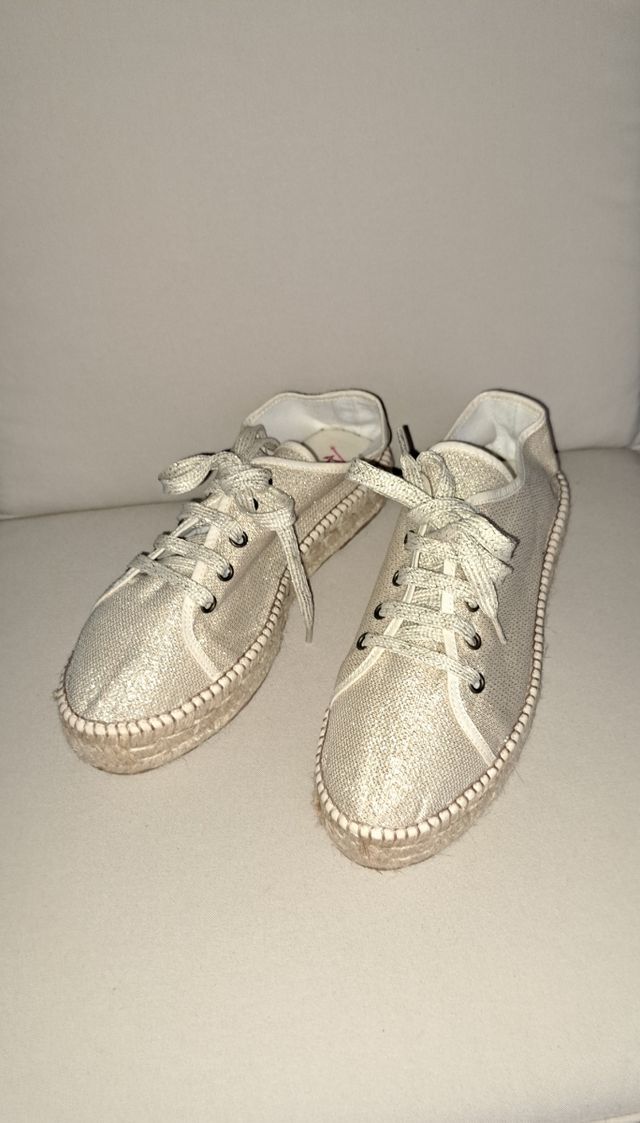 Alpargatas esparto plataforma doradas -Aedo nuevas