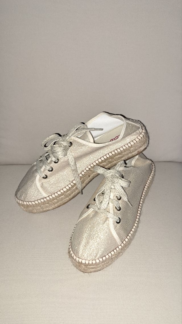 Alpargatas esparto plataforma doradas -Aedo nuevas