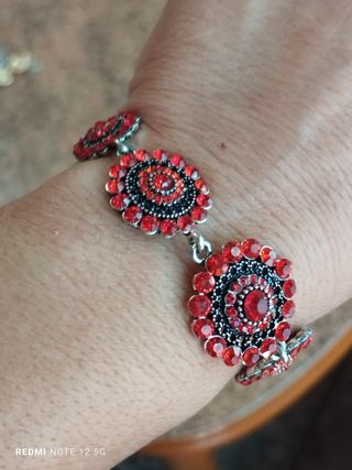 Pulsera roja chapada plata