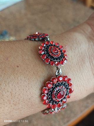 Pulsera roja chapada plata