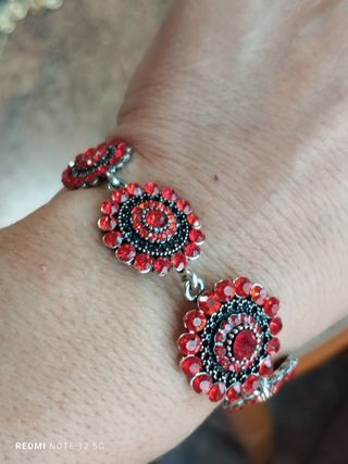 Pulsera roja chapada plata