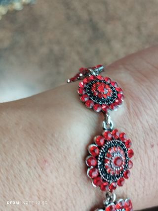 Pulsera roja chapada plata