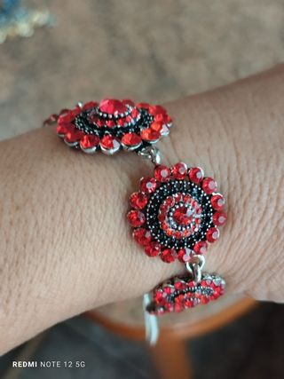 Pulsera roja chapada plata