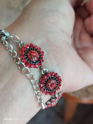 Pulsera roja chapada plata