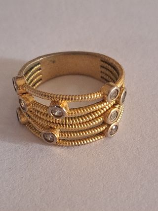 Anillo BAÑO oro y circonitas - Joya elegante