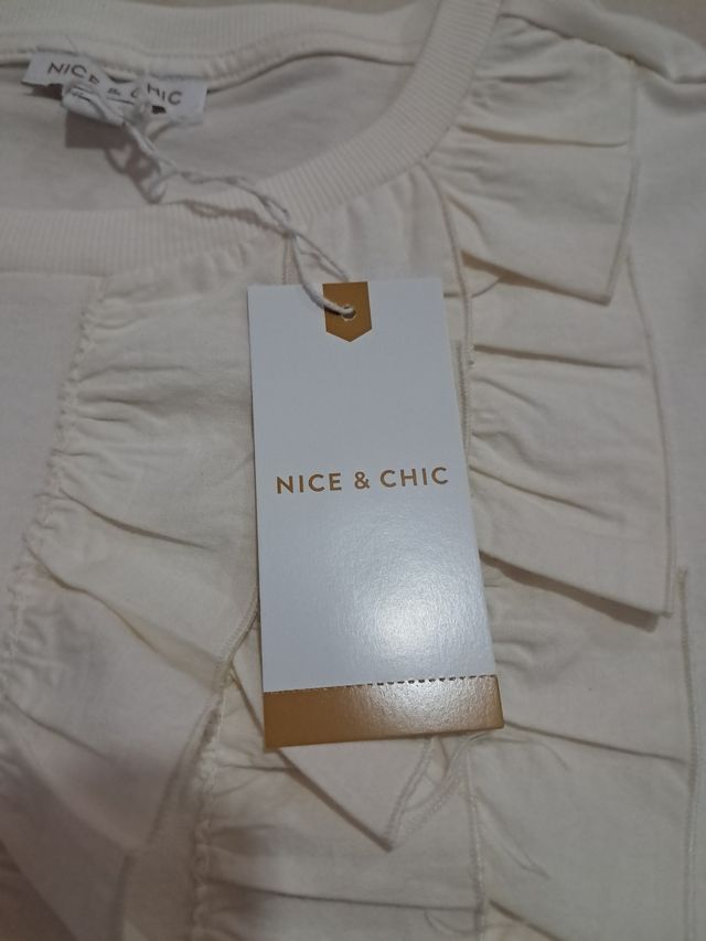 Maglietta   beige romantica, tg S