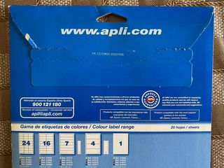 Etiquetas APLI + Papel HP (2x50 hojas)