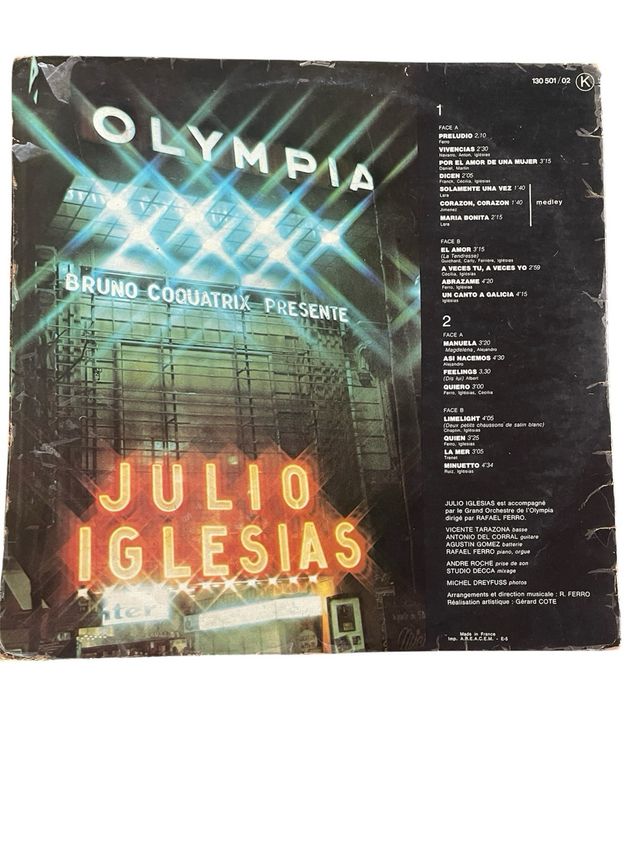 Vinilo Julio Iglesias - A L'Olympia
