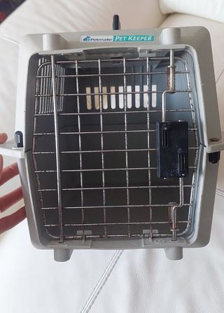 Transportín gris mascotas