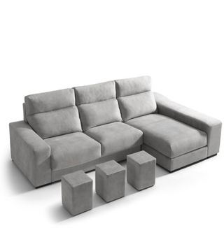 Sofá chaise longue gris - 280cm

