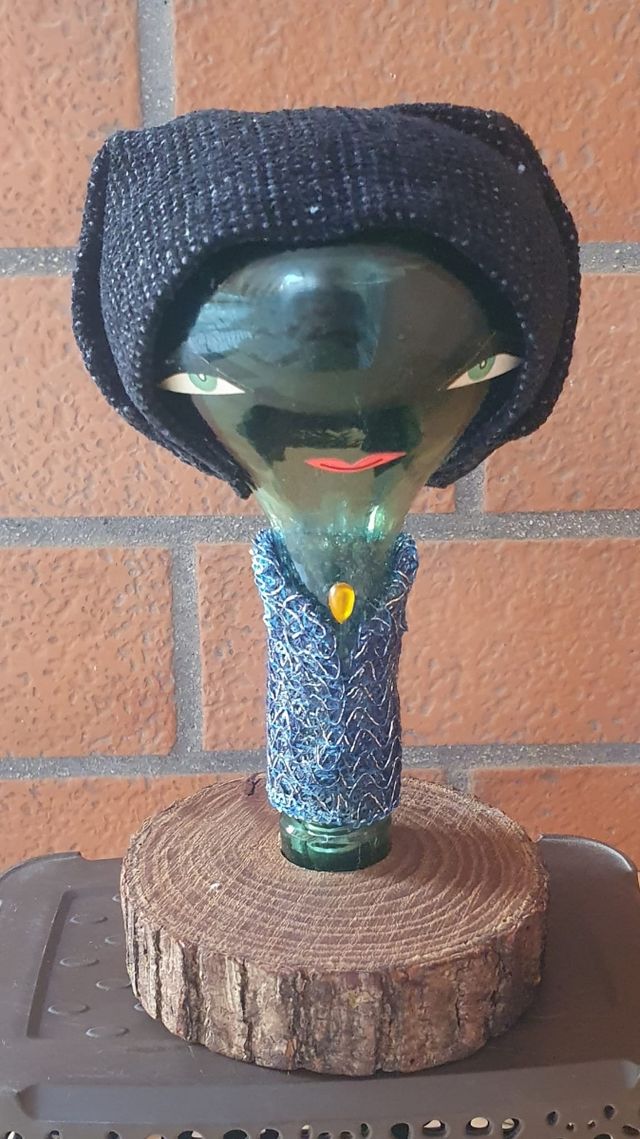 Lampada vintage in vetro e legno