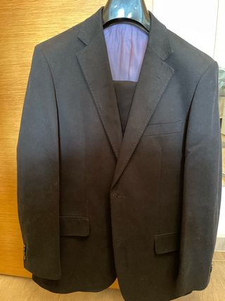 Traje negro hombre - 2 piezas. tejido efecto ante 