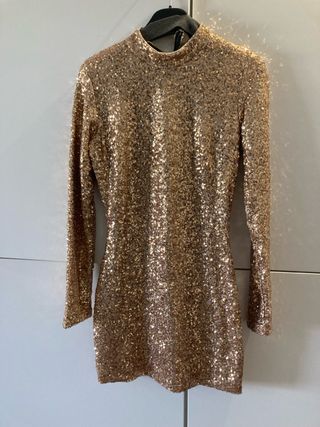 FIESTA Vestido lentejuelas dorado