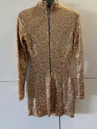 FIESTA Vestido lentejuelas dorado