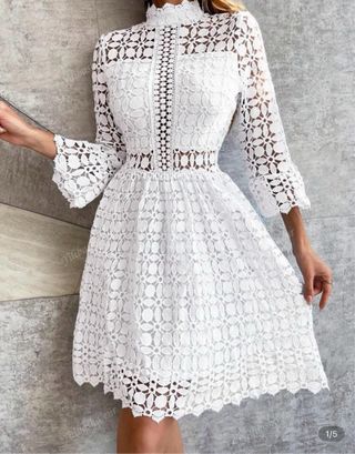 Vestido blanco encaje - talla M celeste 