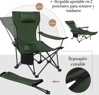2 Sillas Camping Plegables - Tumbonas