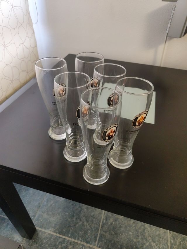 Lote 6 Copas Tubo Cerveza Franziskaner