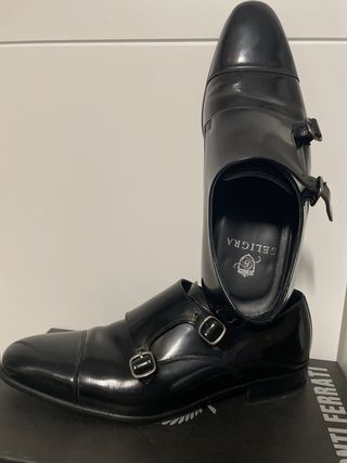 Zapatos negros traje piel talla 42