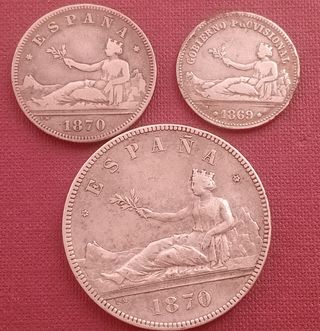 3 Monedas Plata Gobierno Provisional España