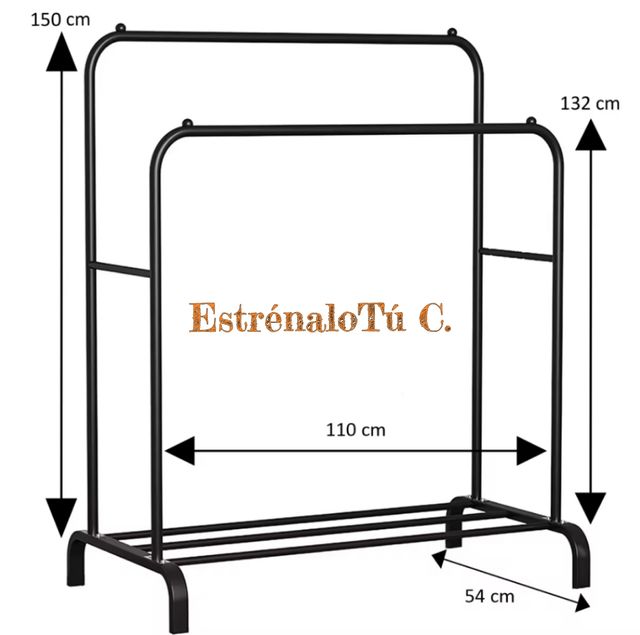 Appendiabiti doppio in metallo nero