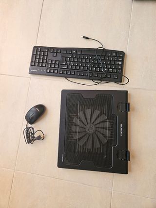 Teclado + Ratón + Base portátil con ventilador