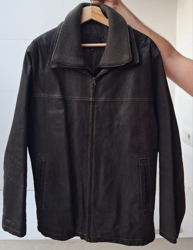 Cazadora piel marrón - Talla XL 