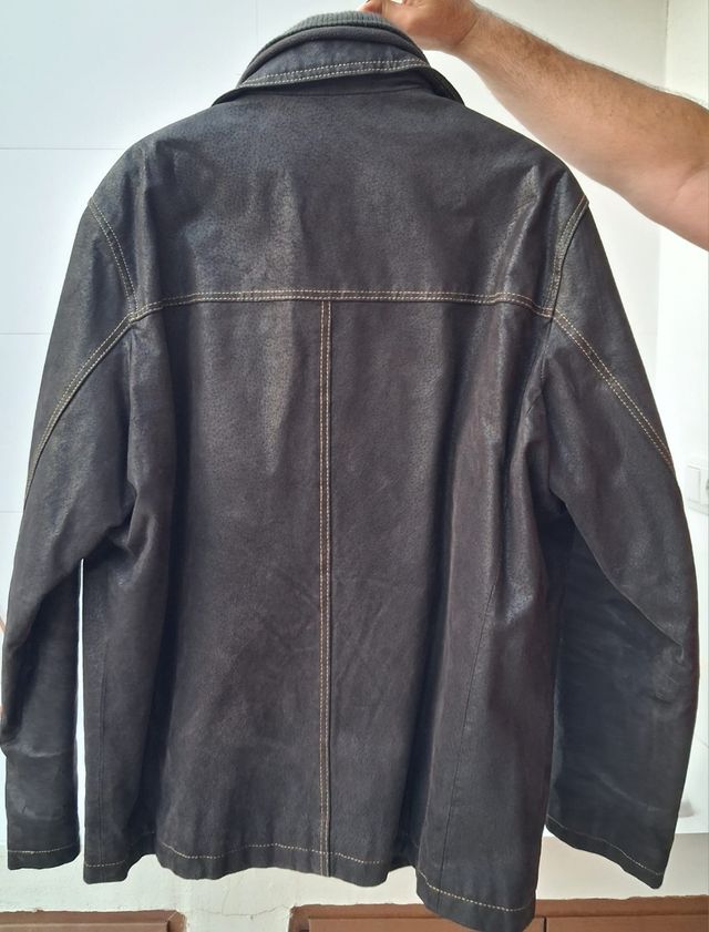 Cazadora piel marrón - Talla XL 