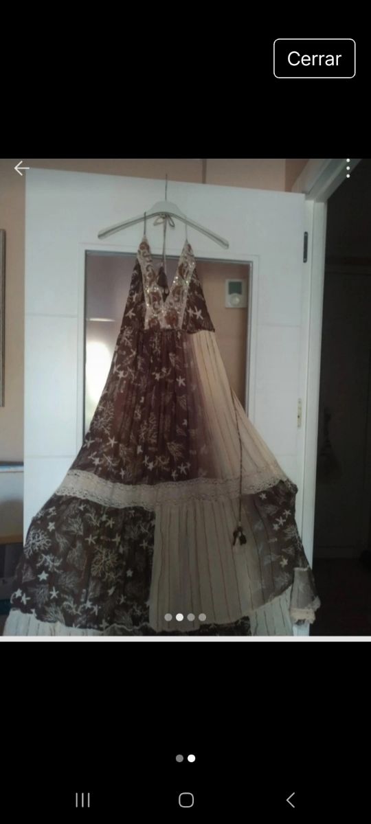 Vestido boho chic beige y marrón