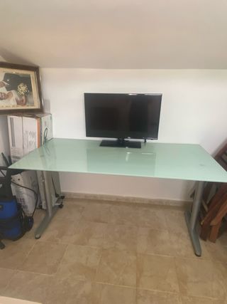 Mesa escritorio cristal moderna