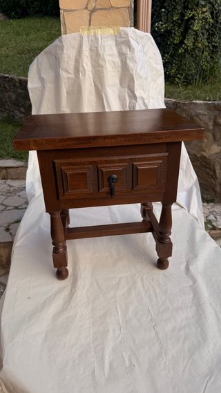 Mesita noche rústica madera maciza
