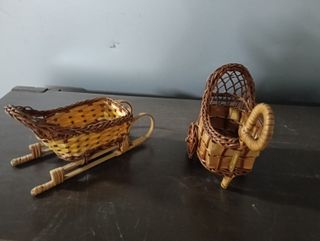 2 Carritos mimbre decorativos