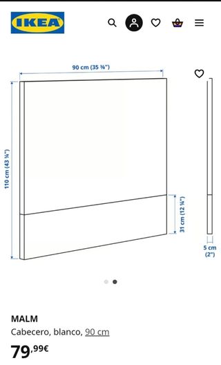 Cabecero MALM blanco 90cm