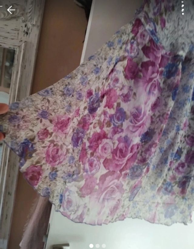 Falda gasa floral rosa-morada