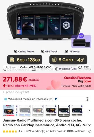 Radio BMW e90/e60 Android Auto y Carplay