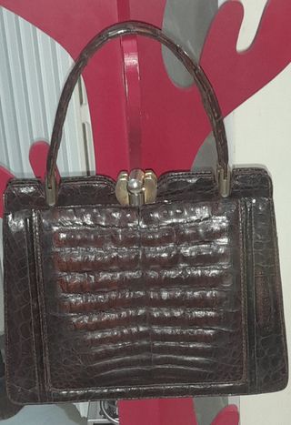 Borsa vintage art déco pelle coccodrillo