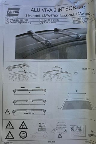Barre portatutto Fabbri ALU VIVA 2 