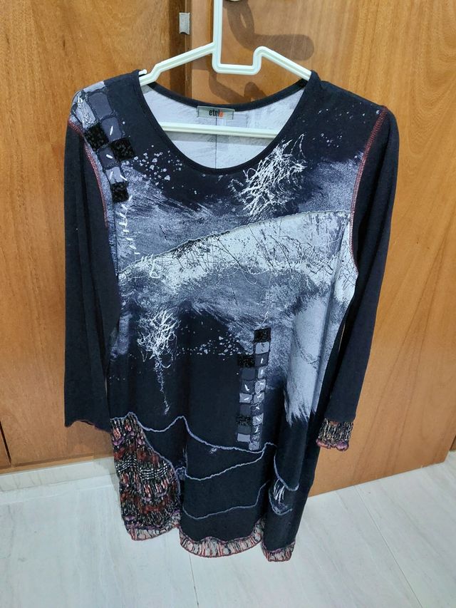 Vestido etnia abstracto - Negro/Gris