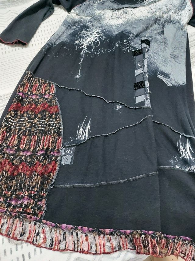 Vestido etnia abstracto - Negro/Gris