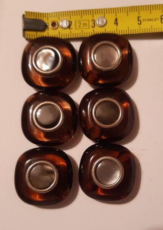 Set 6 Bottoni vintage marroni e madreperla