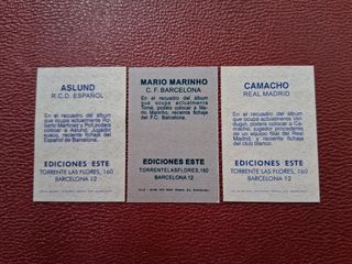 Cromos Fútbol 74-75: Marinho, Camacho, Aslund