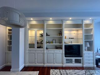 Librería-Vitrina blanca madera-cristal