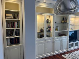 Librería-Vitrina blanca madera-cristal
