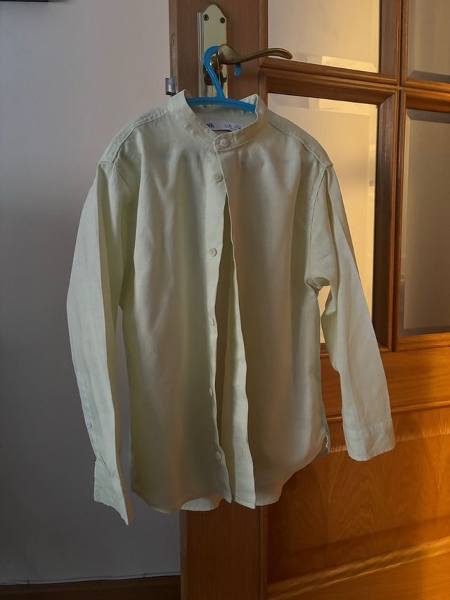 Camisa lino niño Zara - cuello Mao