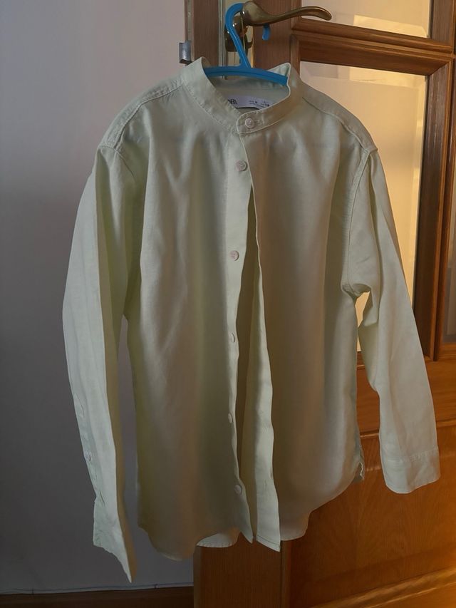 Camisa lino niño Zara - cuello Mao